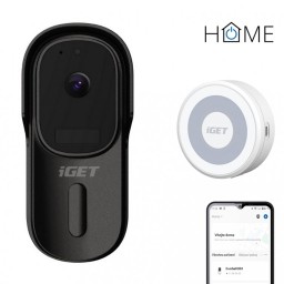 iGET - HOME Doorbell DS1 Black + CHS1 White - WiFi bateriový videozvonek, set s reproduktorem, CZ app